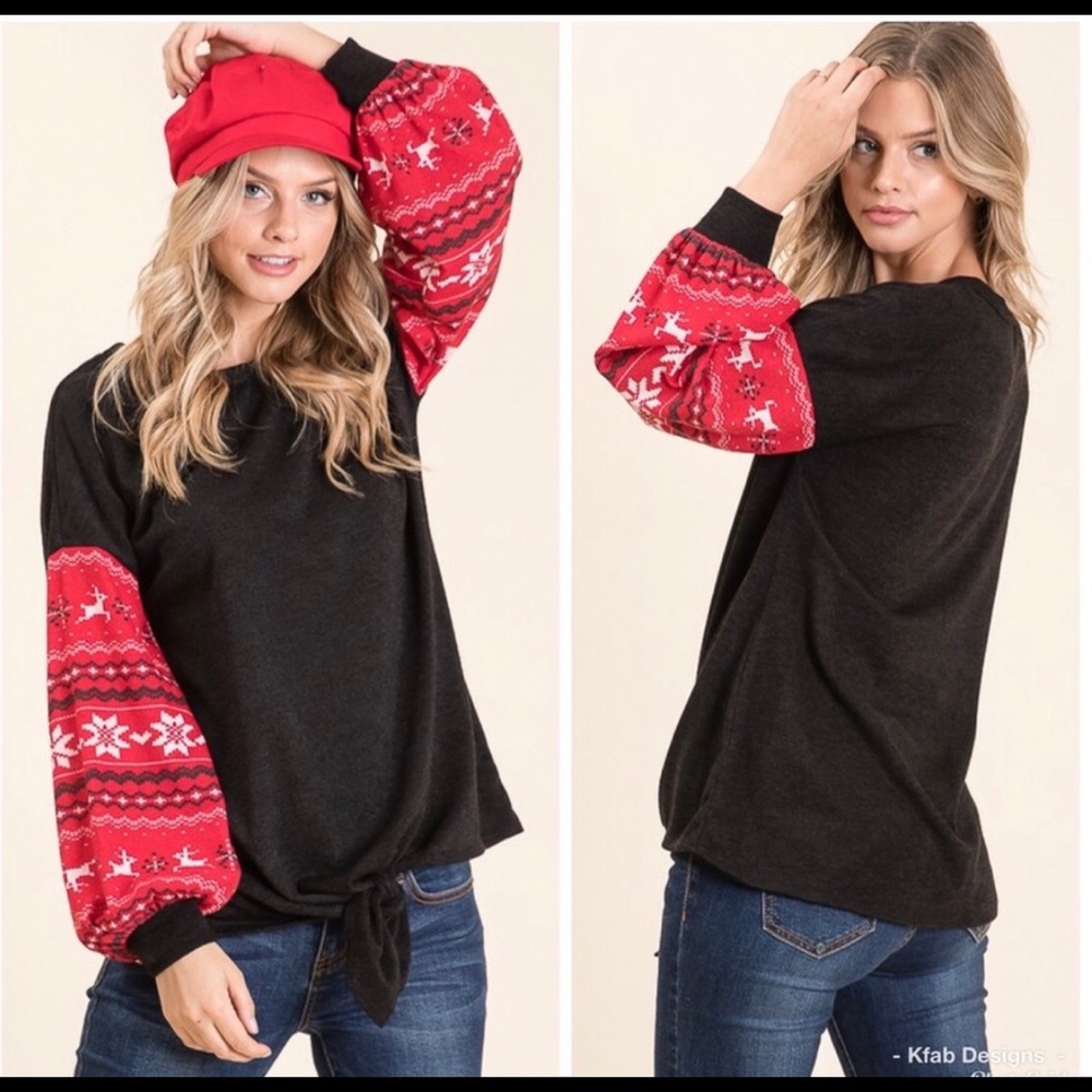 LAST! Puff Holiday Sleeve Soft Sweater Top! - Picture 2 of 7